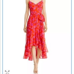 Eliza J Side Tie Floral Chiffon Midi Dress size 4